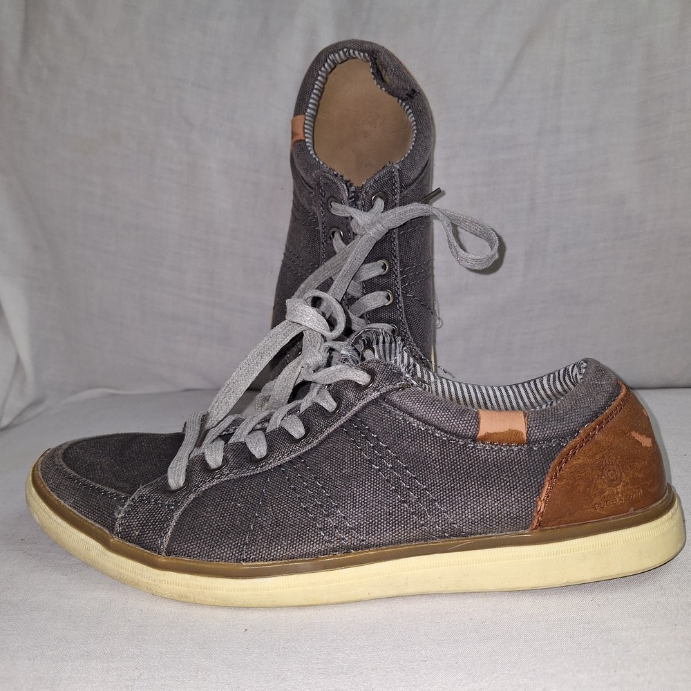 Global Win Men's Grey Casual Shoes Fashion Sneakers Canvas Uppers Brown Lace Up